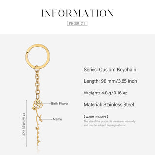 Custom Name Birthflower Keychain
