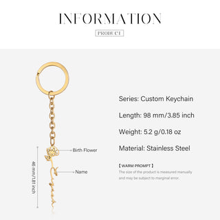 Custom Name Birthflower Keychain