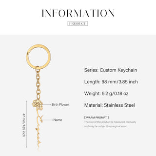 Custom Name Birthflower Keychain