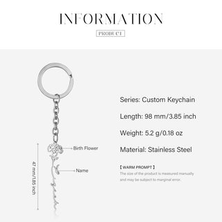 Custom Name Birthflower Keychain