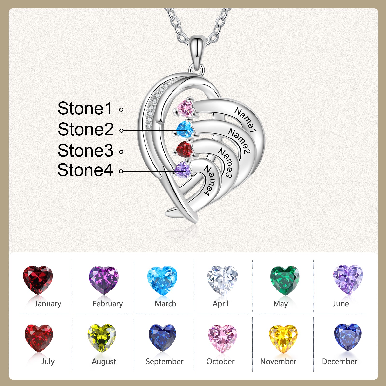 Copper Birthstone Heart Shape Necklace
