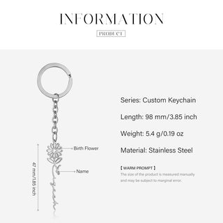 Custom Name Birthflower Keychain