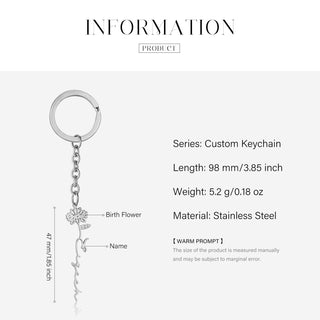 Custom Name Birthflower Keychain