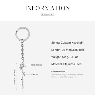 Custom Name Birthflower Keychain