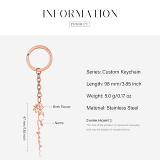 Custom Name Birthflower Keychain