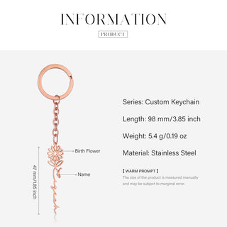 Custom Name Birthflower Keychain
