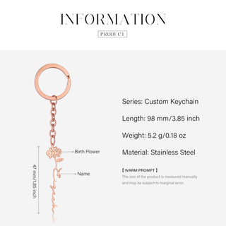 Custom Name Birthflower Keychain
