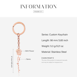 Custom Name Birthflower Keychain