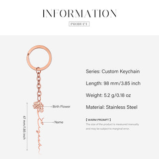 Custom Name Birthflower Keychain