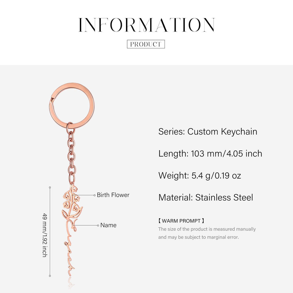 Custom Name Birthflower Keychain