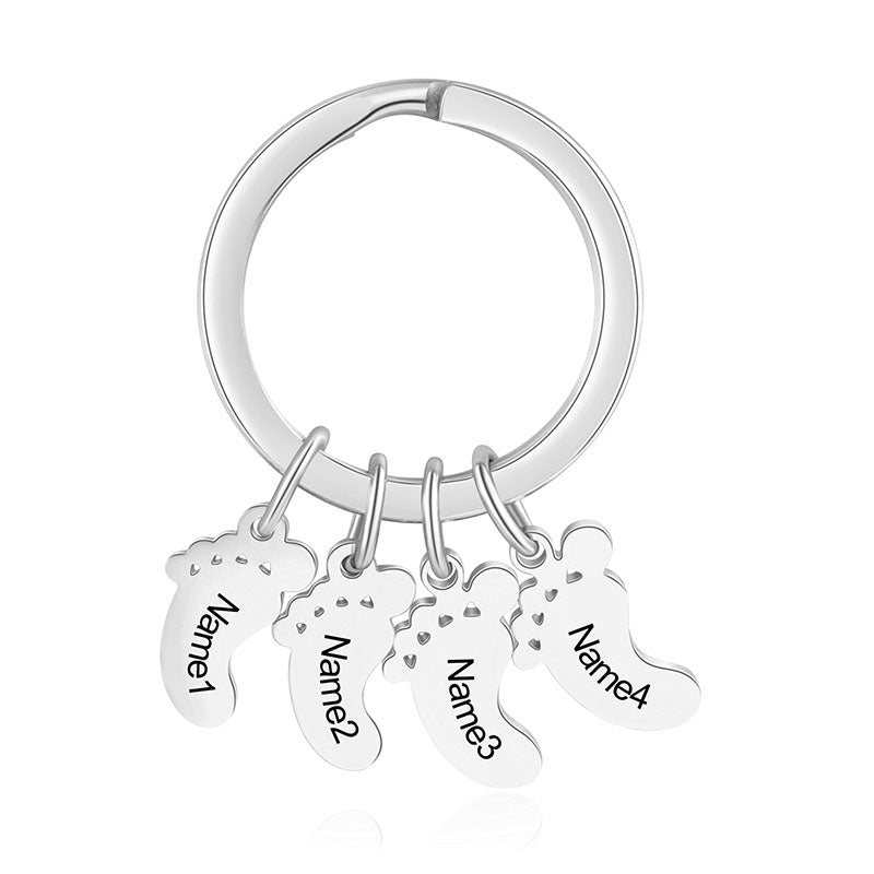 Custom Stainless Steel Feet Keychain