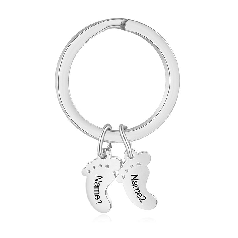 Custom Stainless Steel Feet Keychain