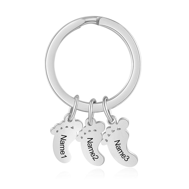 Custom Stainless Steel Feet Keychain