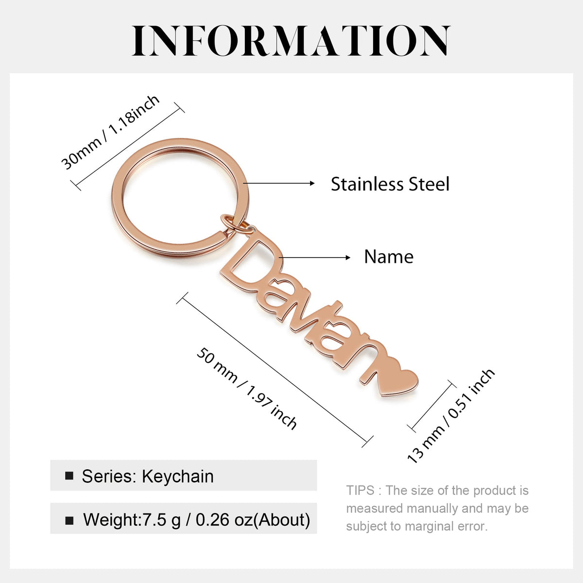 Custom Stainless Steel Name Keychain
