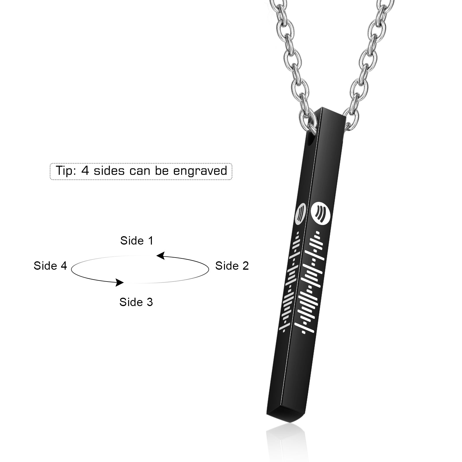 Stainless Steel Bar Pendant Name Necklace
