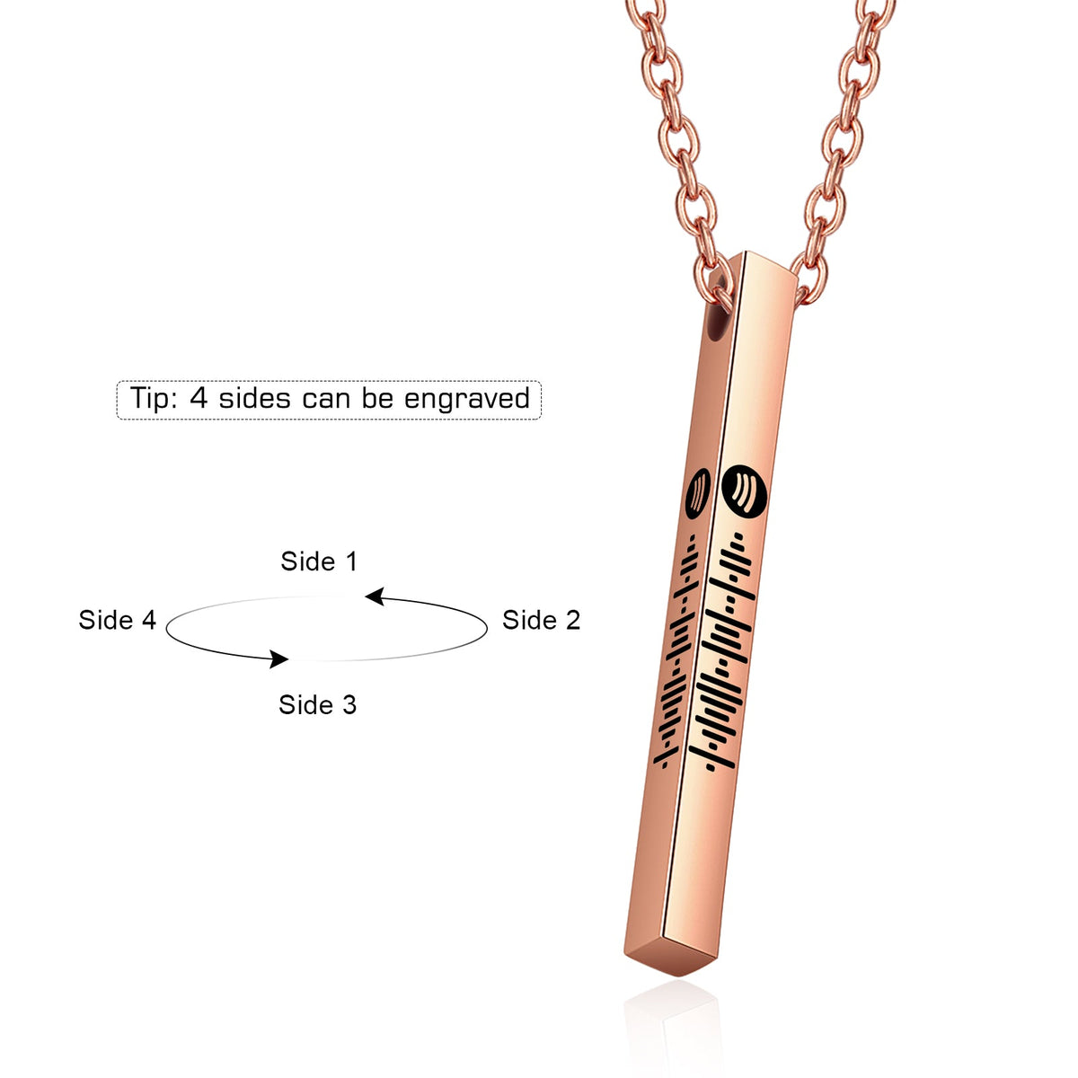 Stainless Steel Bar Pendant Name Necklace