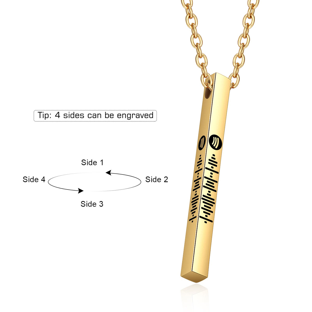 Stainless Steel Bar Pendant Name Necklace