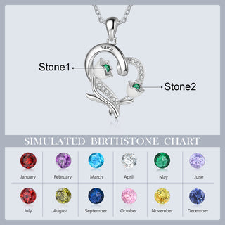 Copper Custom Heart Pendant Necklace with Birthflower