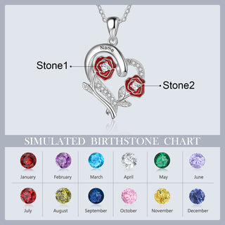 Copper Custom Heart Pendant Necklace with Birthflower