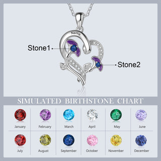 Copper Custom Heart Pendant Necklace with Birthflower