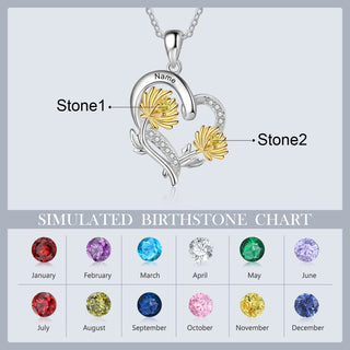 Copper Custom Heart Pendant Necklace with Birthflower