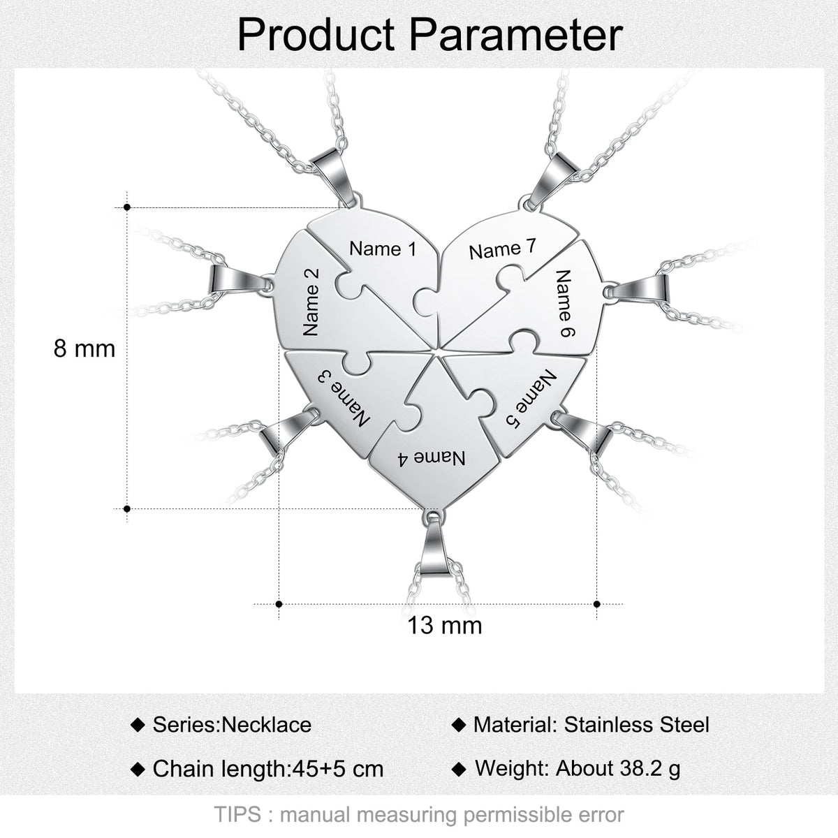 Stainless Steel Peresonalized Name Heart Shape Necklace