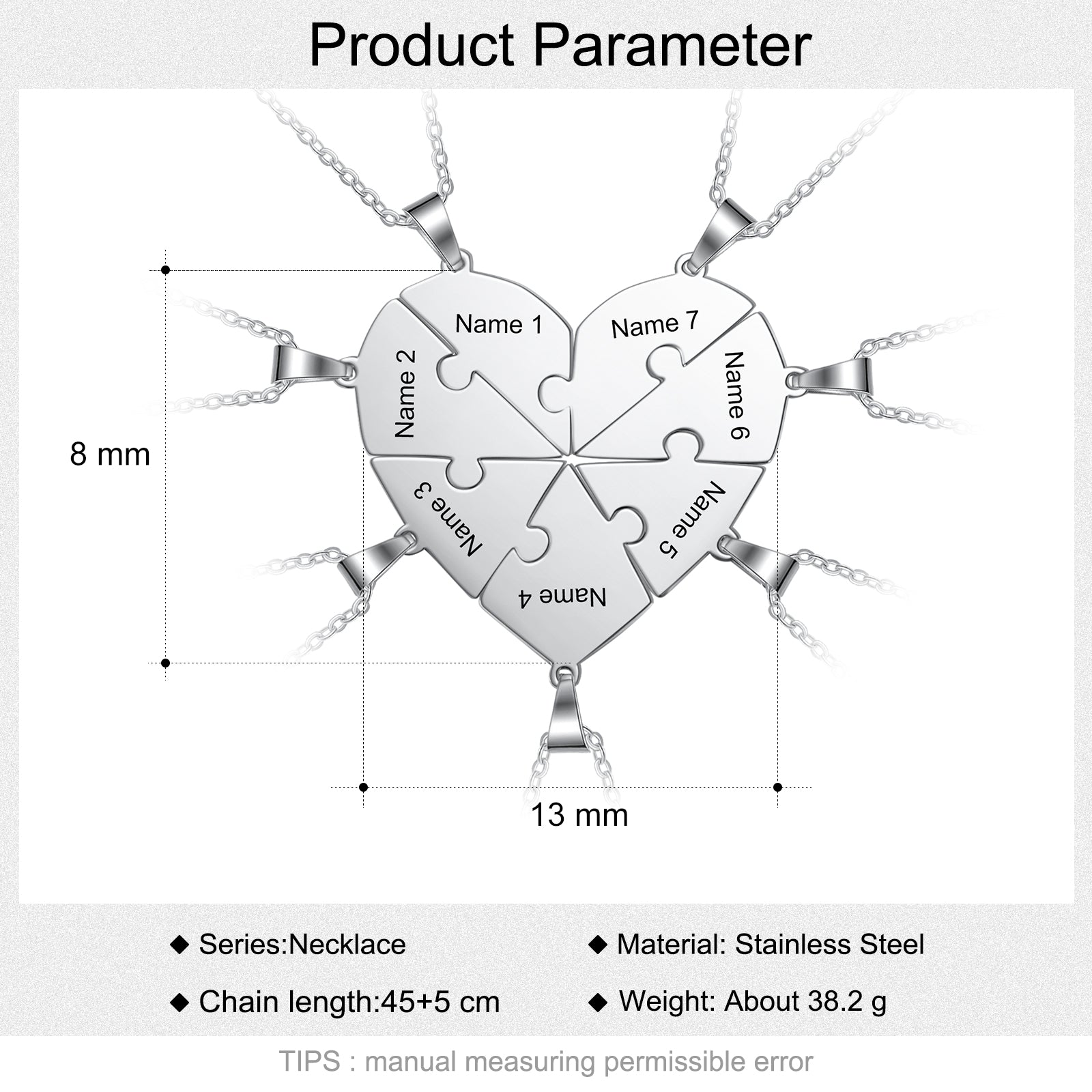 Stainless Steel Peresonalized Name Heart Shape Necklace