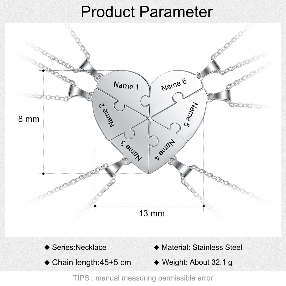 Stainless Steel Peresonalized Name Heart Shape Necklace