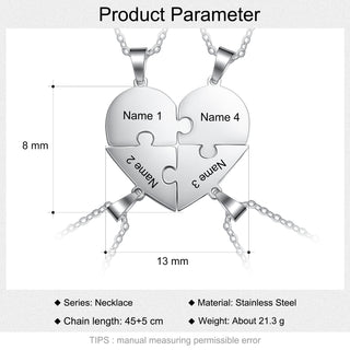 Stainless Steel Peresonalized Name Heart Shape Necklace