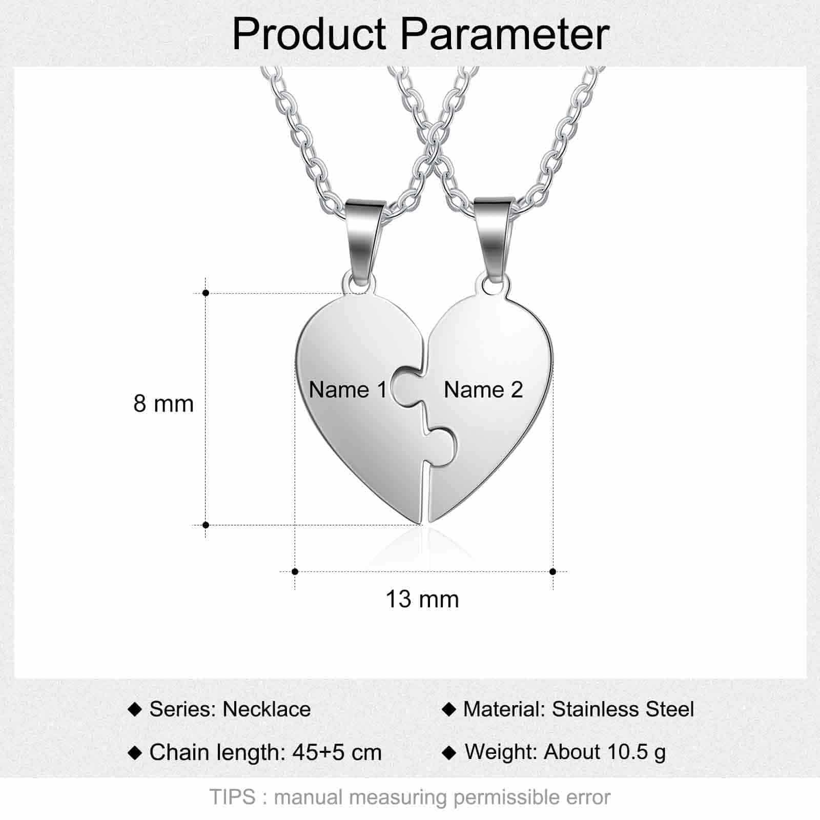 Stainless Steel Peresonalized Name Heart Shape Necklace