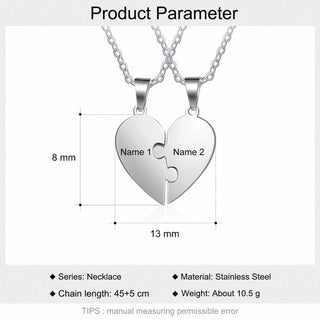 Stainless Steel Peresonalized Name Heart Shape Necklace