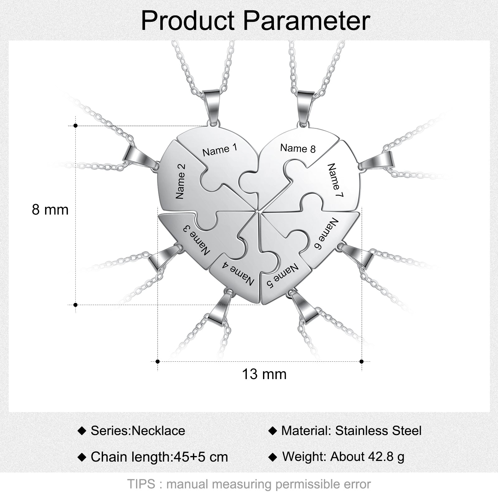 Stainless Steel Peresonalized Name Heart Shape Necklace