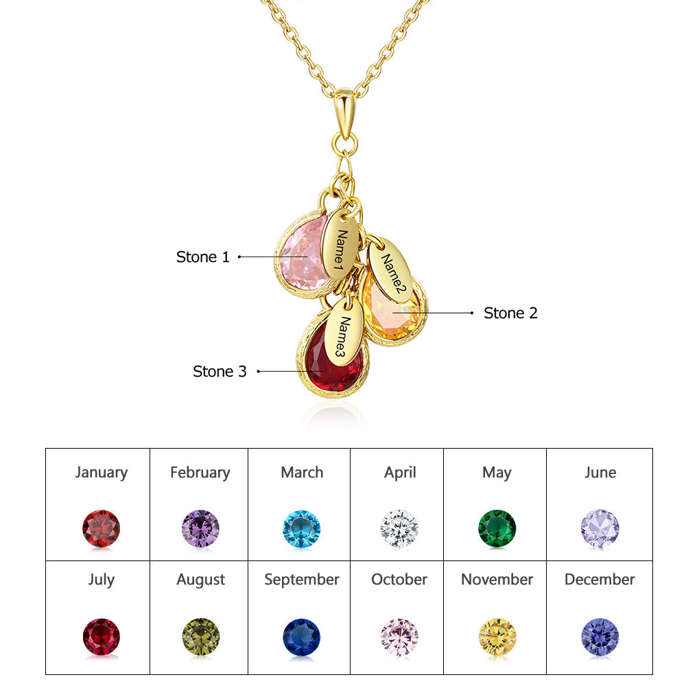 Birthstone Personalized Rhodium Plated Necklace