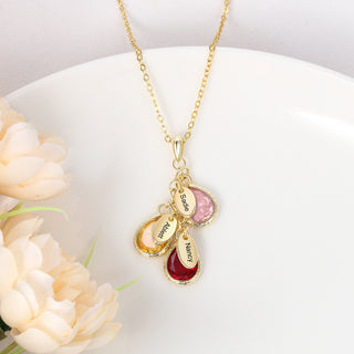 Birthstone Personalized Rhodium Plated Necklace