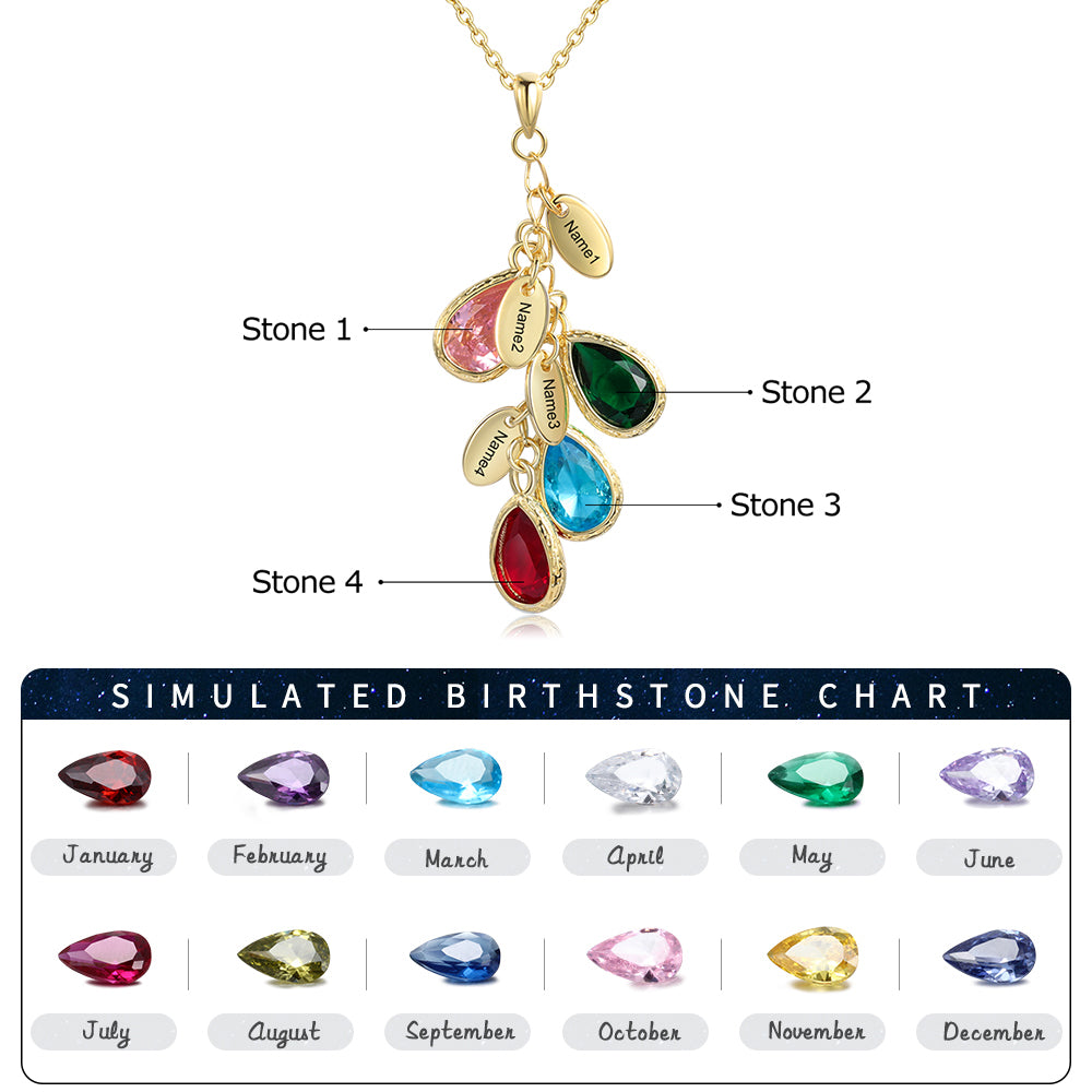 Birthstone Personalized Rhodium Plated Necklace