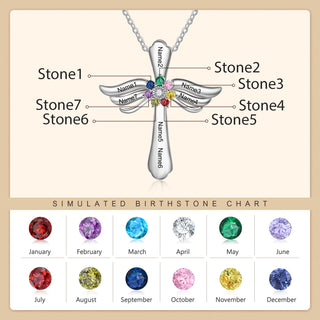 Engraved Rhodium Plated Cross Necklace