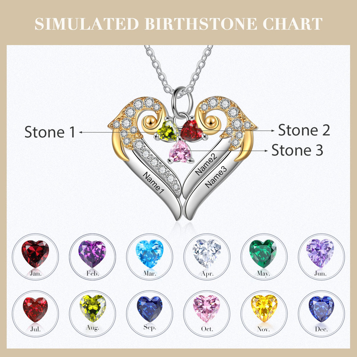 Heart Shape Necklace with Birthstone