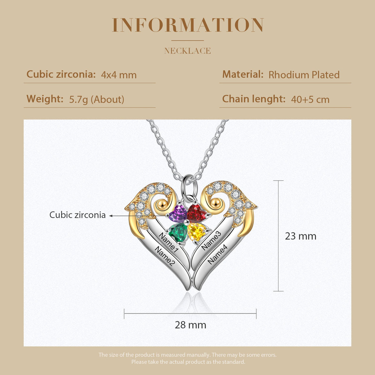 Heart Shape Necklace with Birthstone