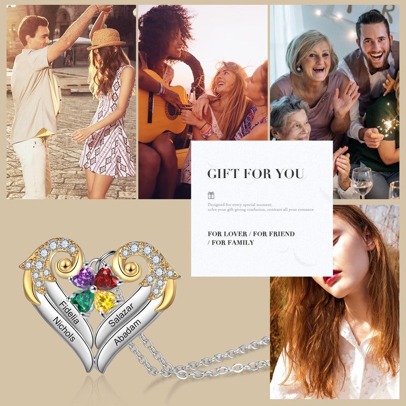 Heart Shape Necklace with Birthstone