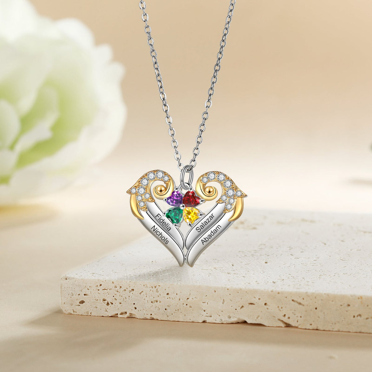 Heart Shape Necklace with Birthstone
