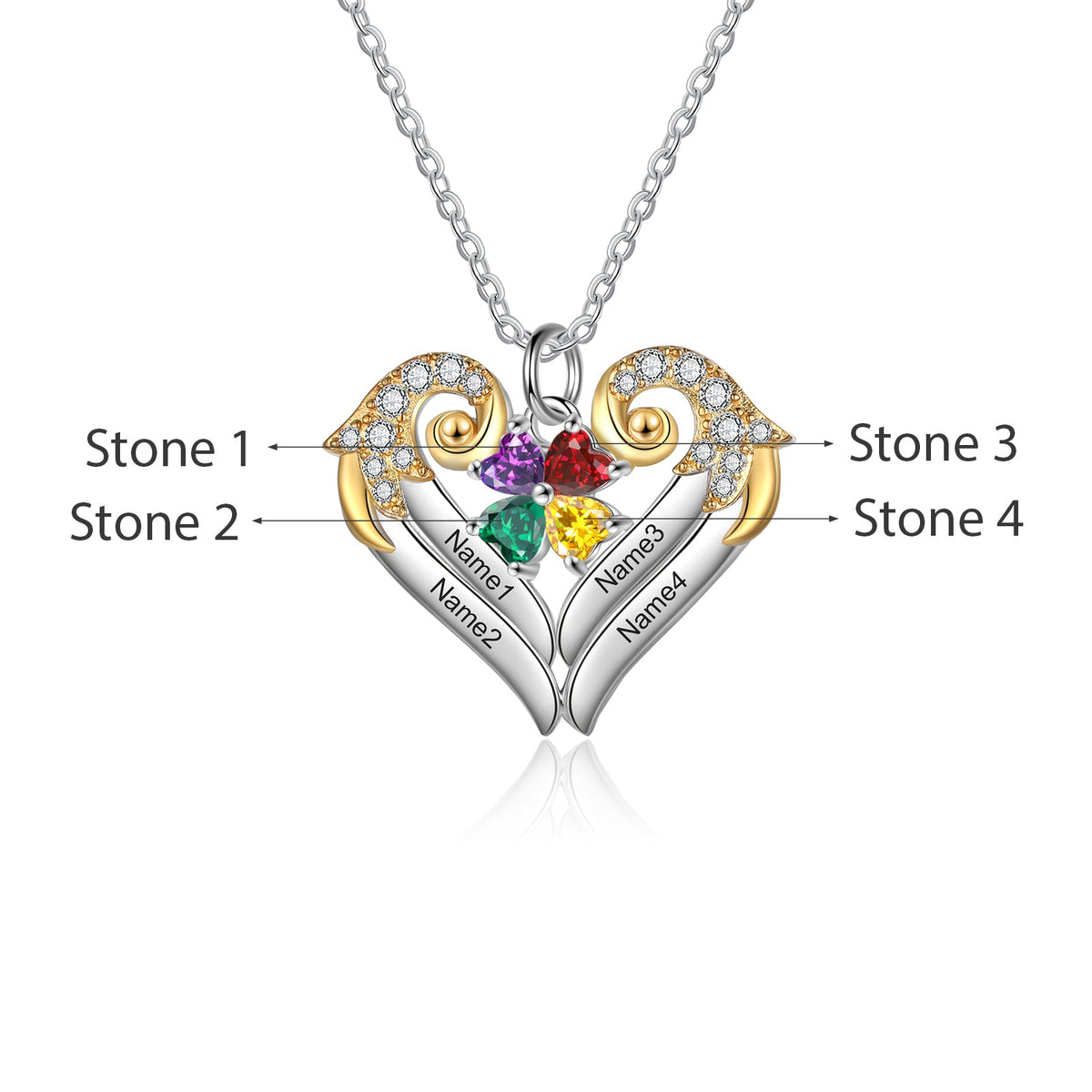 Heart Shape Necklace with Birthstone