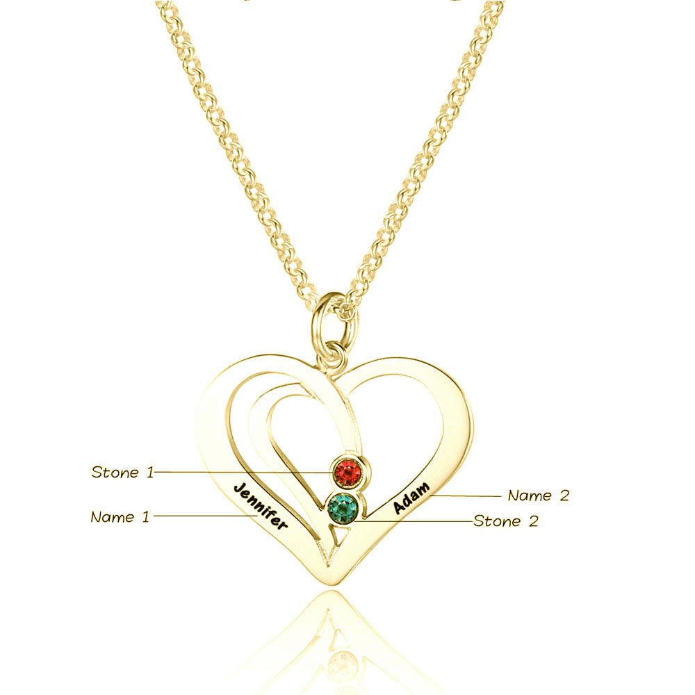 Personalized 925 Sterling Silver Heart-Shaped Necklace