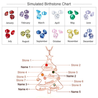 Engraved Rhodium Plated Christmas Tree Necklace