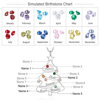 Engraved Rhodium Plated Christmas Tree Necklace