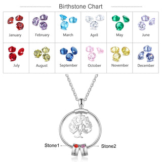 Birthstone & Engraved Life Tree Necklace