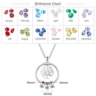 Birthstone & Engraved Life Tree Necklace