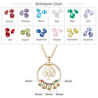 Birthstone & Engraved Life Tree Necklace