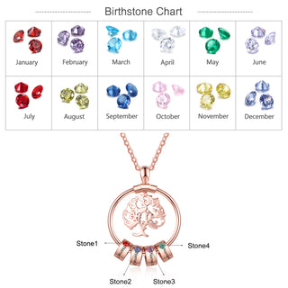 Birthstone & Engraved Life Tree Necklace