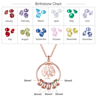 Birthstone & Engraved Life Tree Necklace