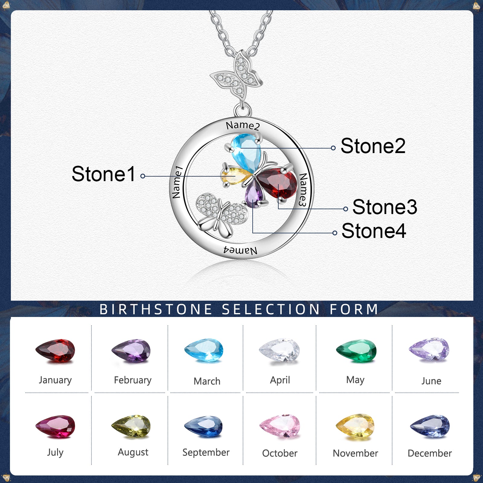 Personalized Rhodium plated Necklace